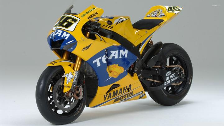 Yellow Yamaha YZR-M1 front side view wallpaper - Motorcycle wallpapers 