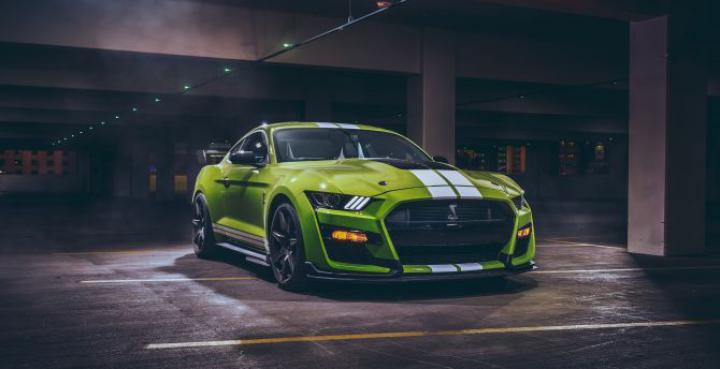 Desktop wallpaper green ford mustang shelby gt500, sportcar, 2020, hd 